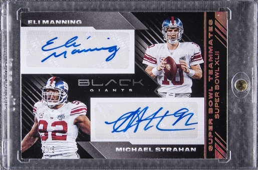 2020 Panini Black "Super Bowl Teammates" #SBD-XLII Eli Manning/Michael Strahan Dual Signed Card (#2/5)